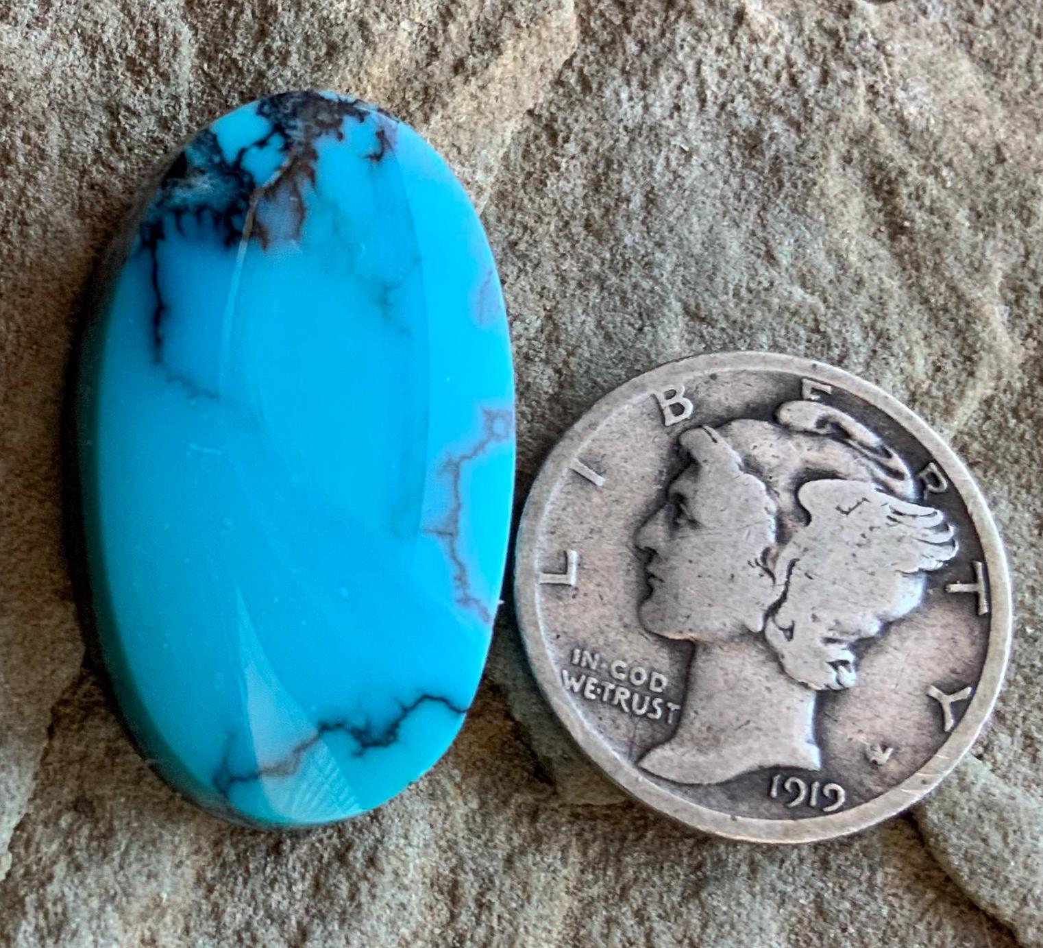 High Grade Cloud Mountain Turquoise Oval Blue Cabochon