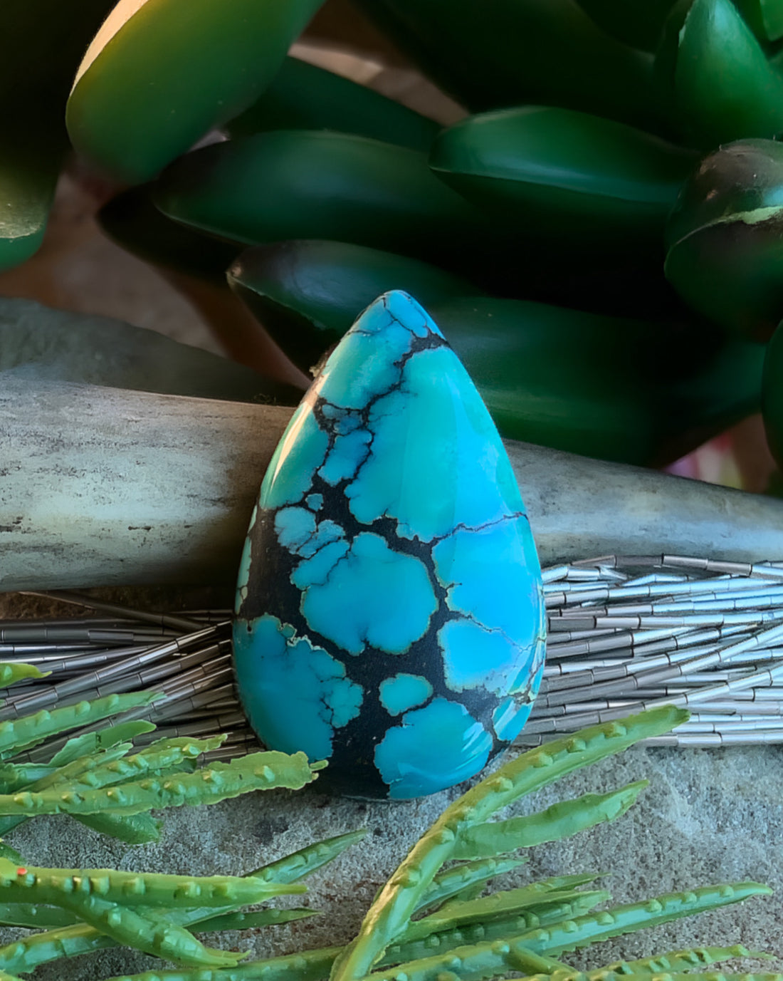 Natural Sierra Nevada Turquoise Teardrop Cabochon-Nevada Gemstone