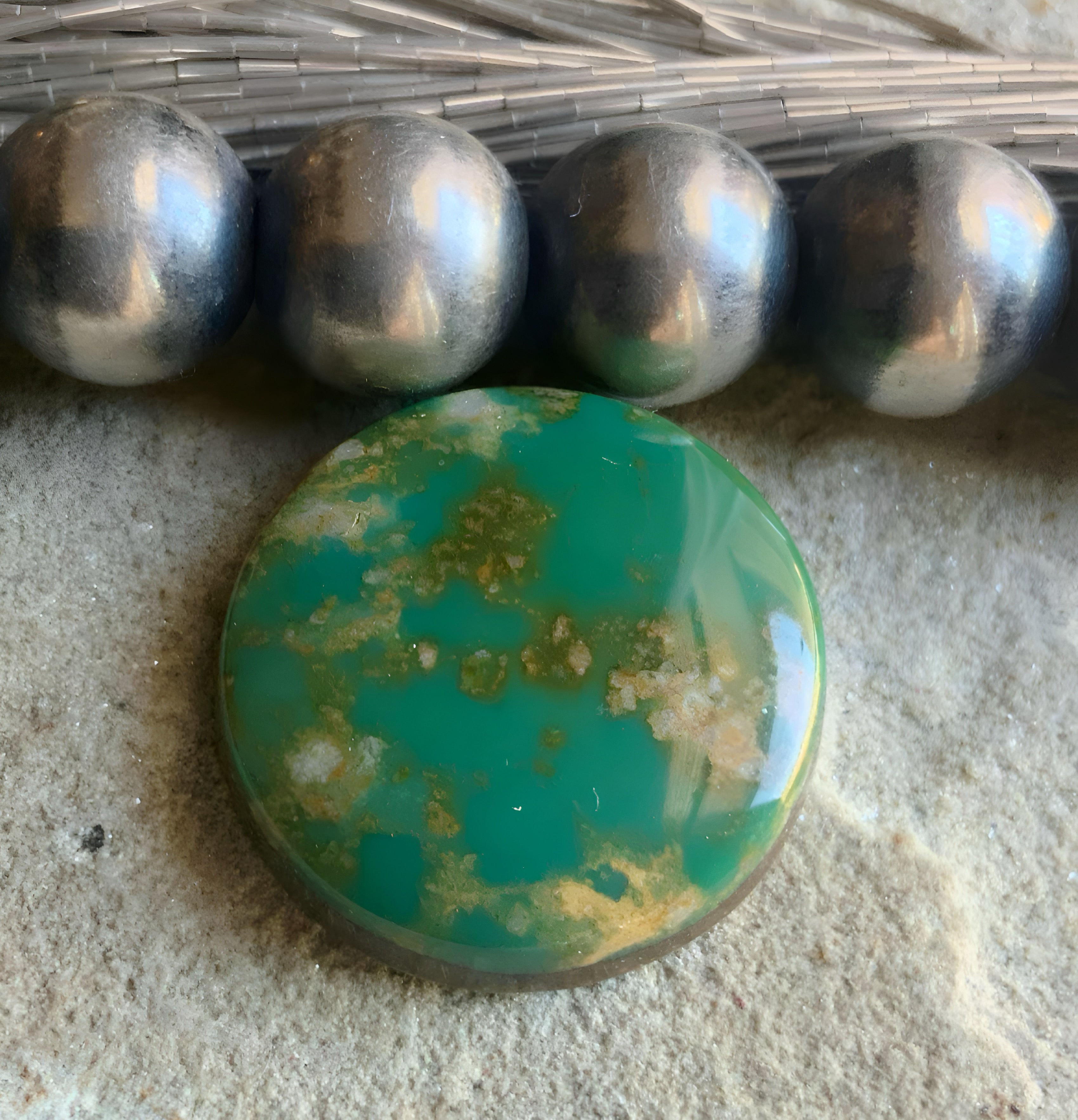 Royston Turquoise Green Round Cabochon-Nevada Gemstone