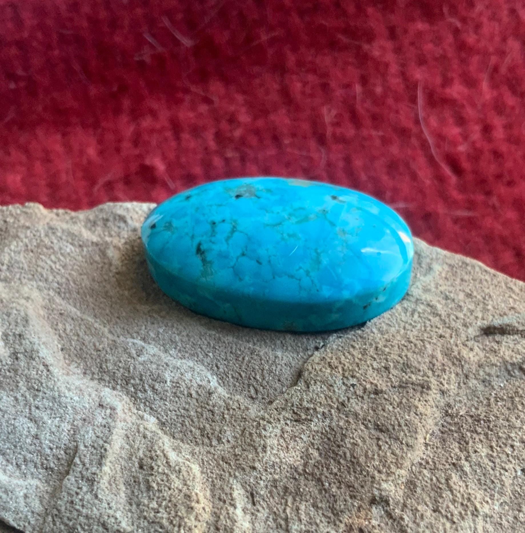 Beautiful Blue Royston Turquoise Thick Large Oval Cabochon #R36