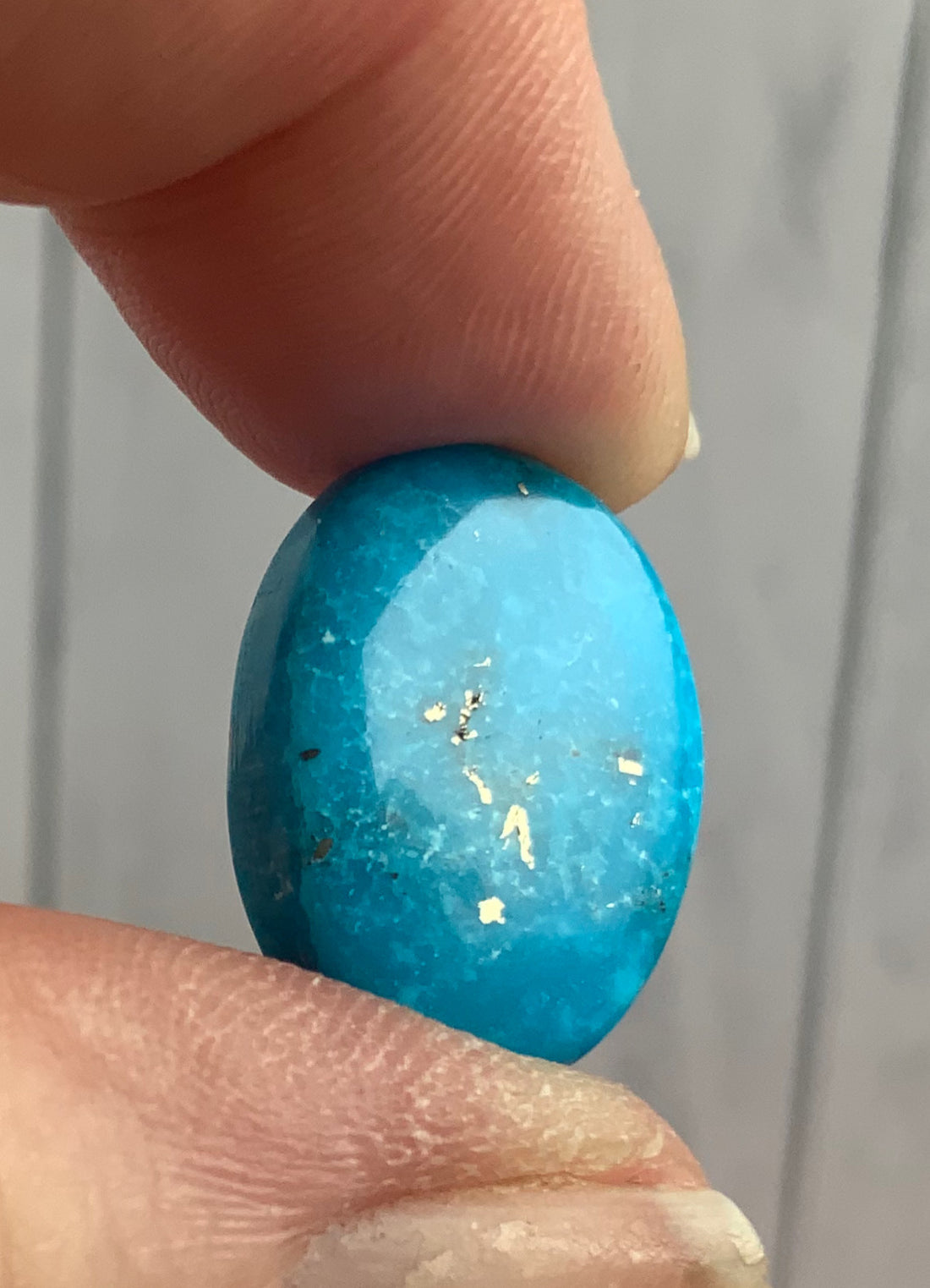 Beautiful Blue Persian Turquoise Oval With Silver Pyrite