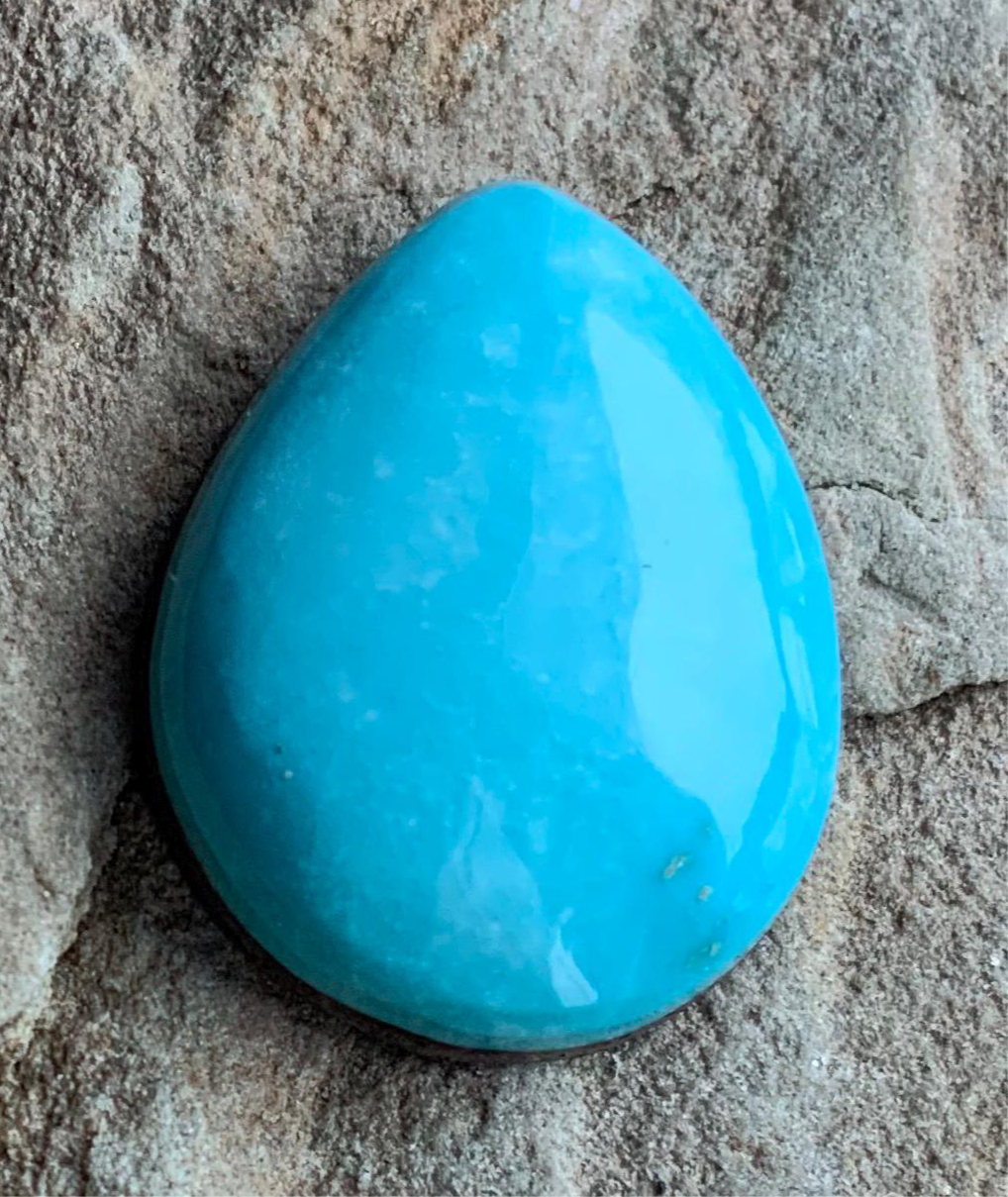 Natural Morenci Turquoise Teardrop Cabochon