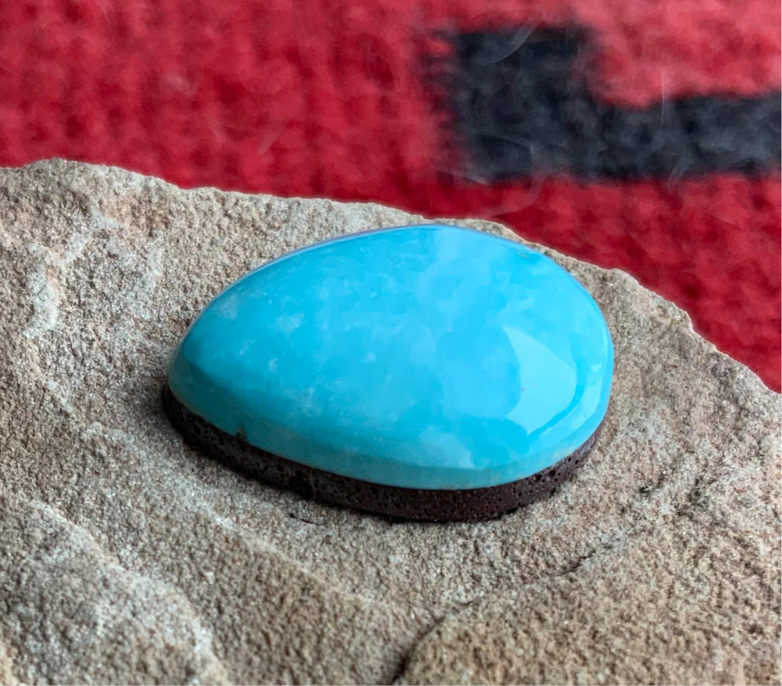 Natural Morenci Turquoise Teardrop Cabochon
