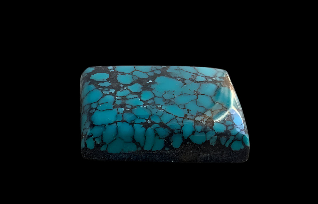 Bao Canyon Turquoise Rectangular Cabochon- Blue with Black Matrix