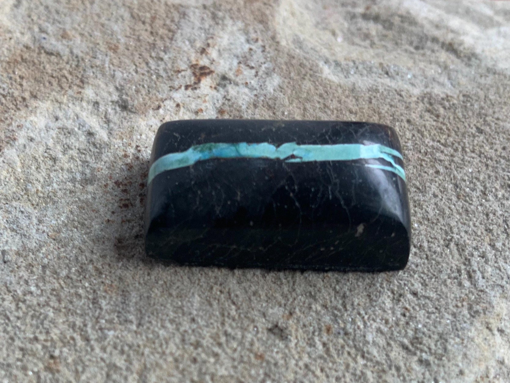 Natural Sierra Nevada Boulder Ribbon Turquoise Rectangular Cabochon