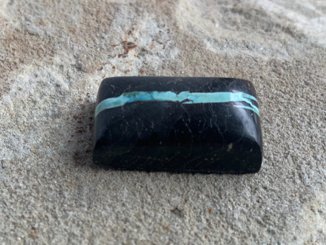 Natural Sierra Nevada Boulder Ribbon Turquoise Rectangular Cabochon