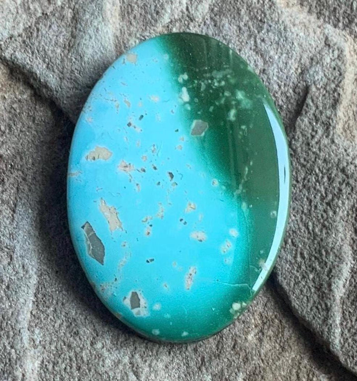 Beautiful Royston Turquoise Two Tone Green Large Oval Cabochon #R12