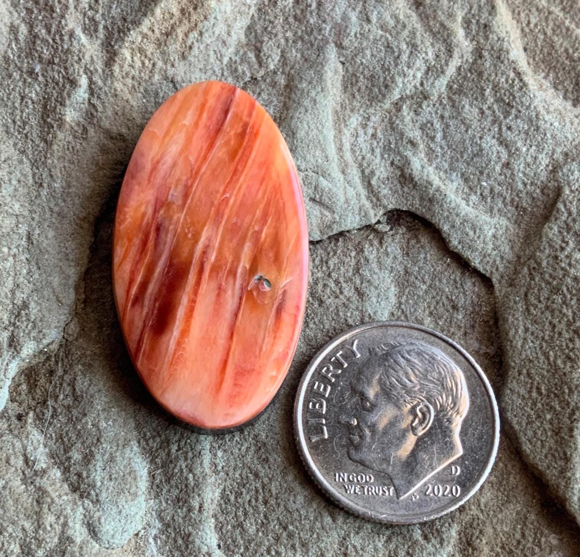 Beautiful Orange Spiny Oyster Long Oval Cabochon