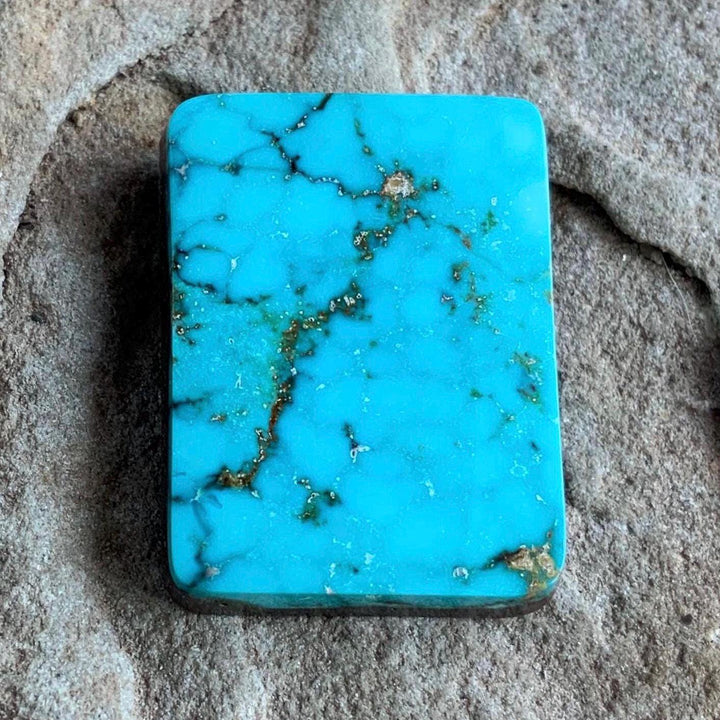Beautiful Turquoise Mountain Turquoise Rectangular Cabochon