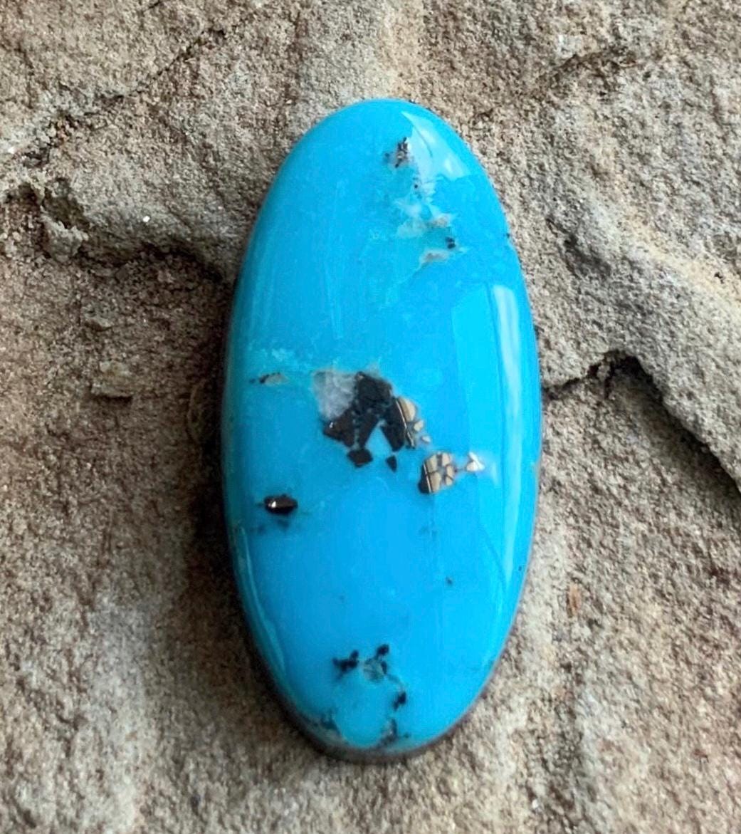 Ithaca Peak Turquoise Oval Cabochon With Silver Pyrite #IP135