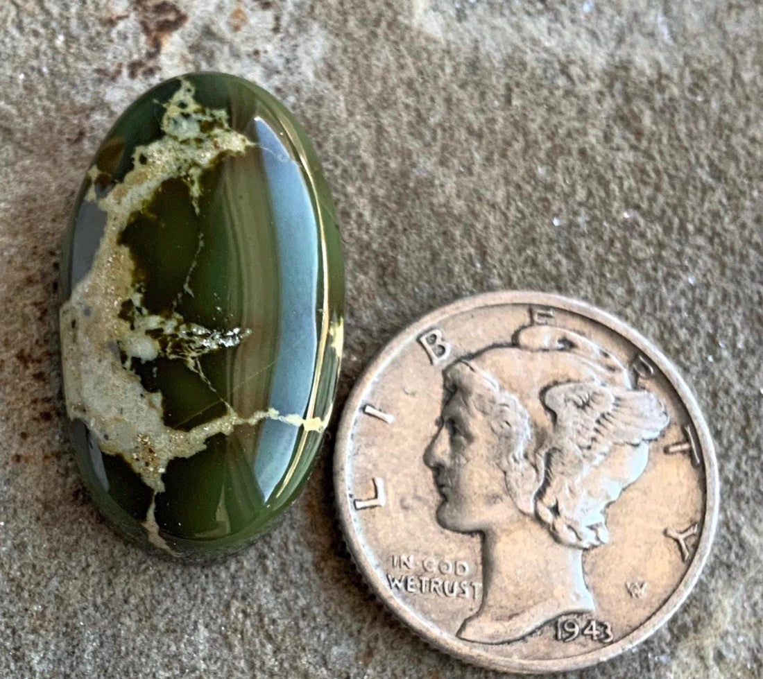 Natural Deep Green High Grade Royston Turquoise Oval Cabochon or Polished Stone Cab