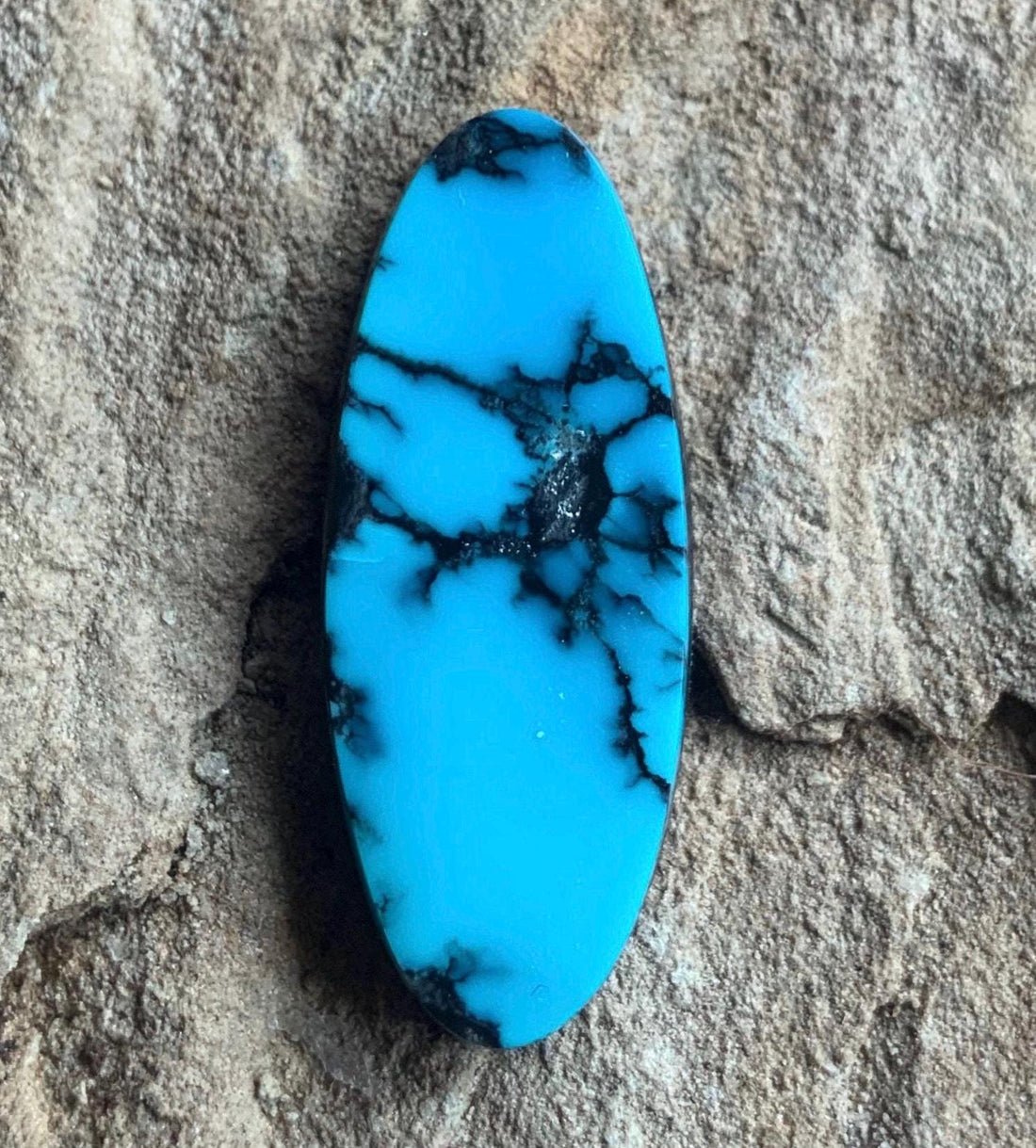 Gorgeous High Grade Cloud Mountain Turquoise Long Oval Blue Cabochon