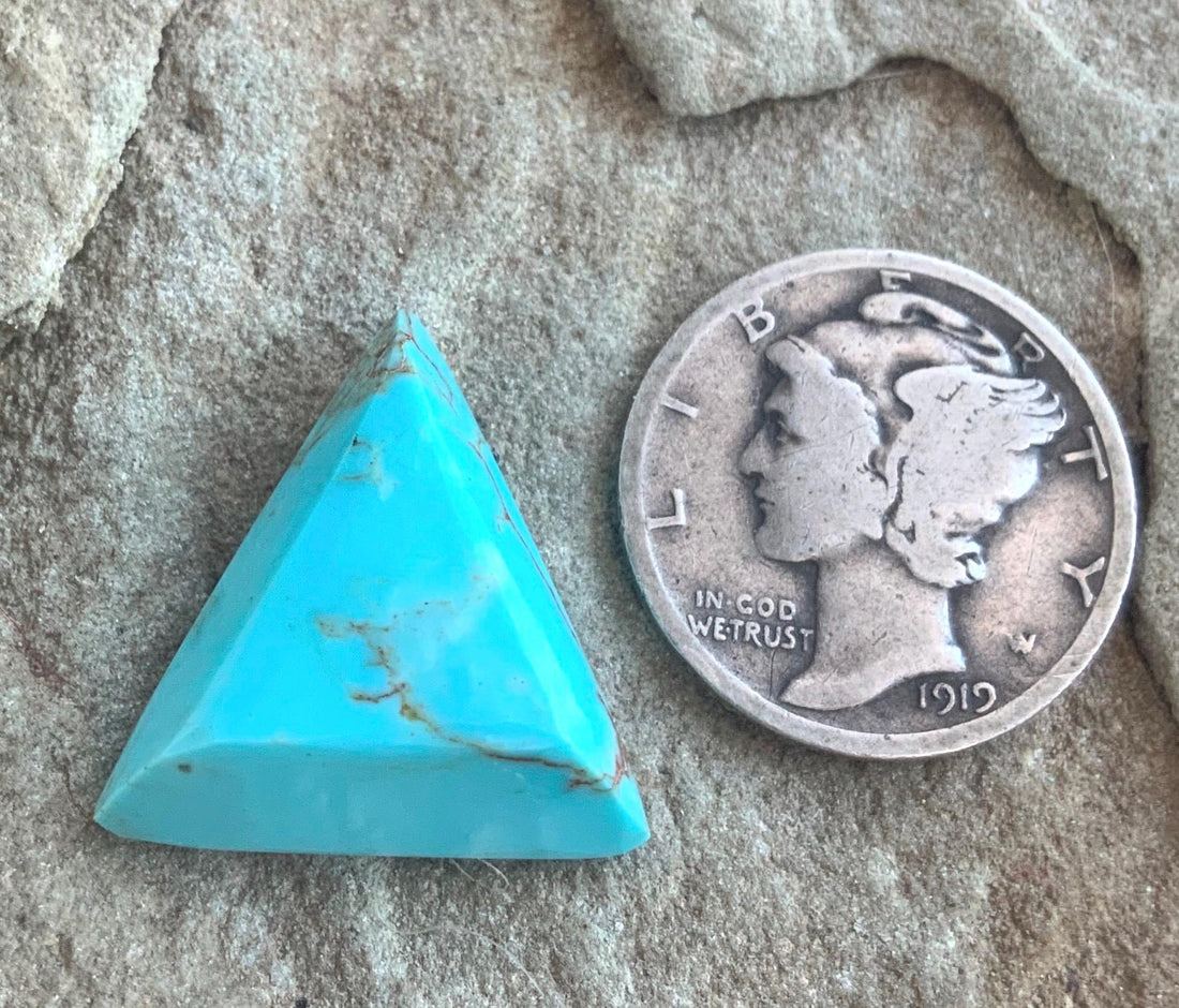 Blue Morenci Turquoise Triangular Faceted Cabochon