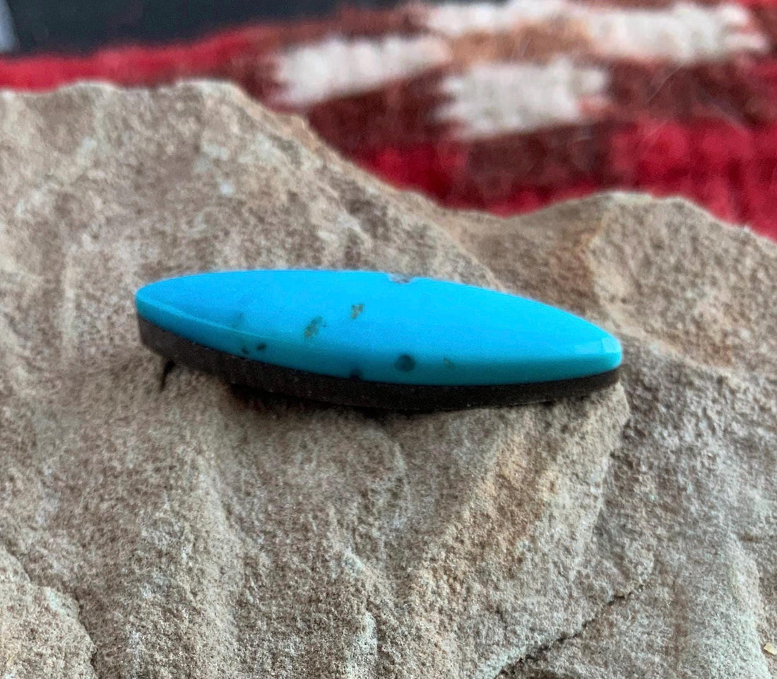 Gorgeous Blue Ithaca Peak Turquoise Marquis Cut Cabochon With Pyrite Flecks