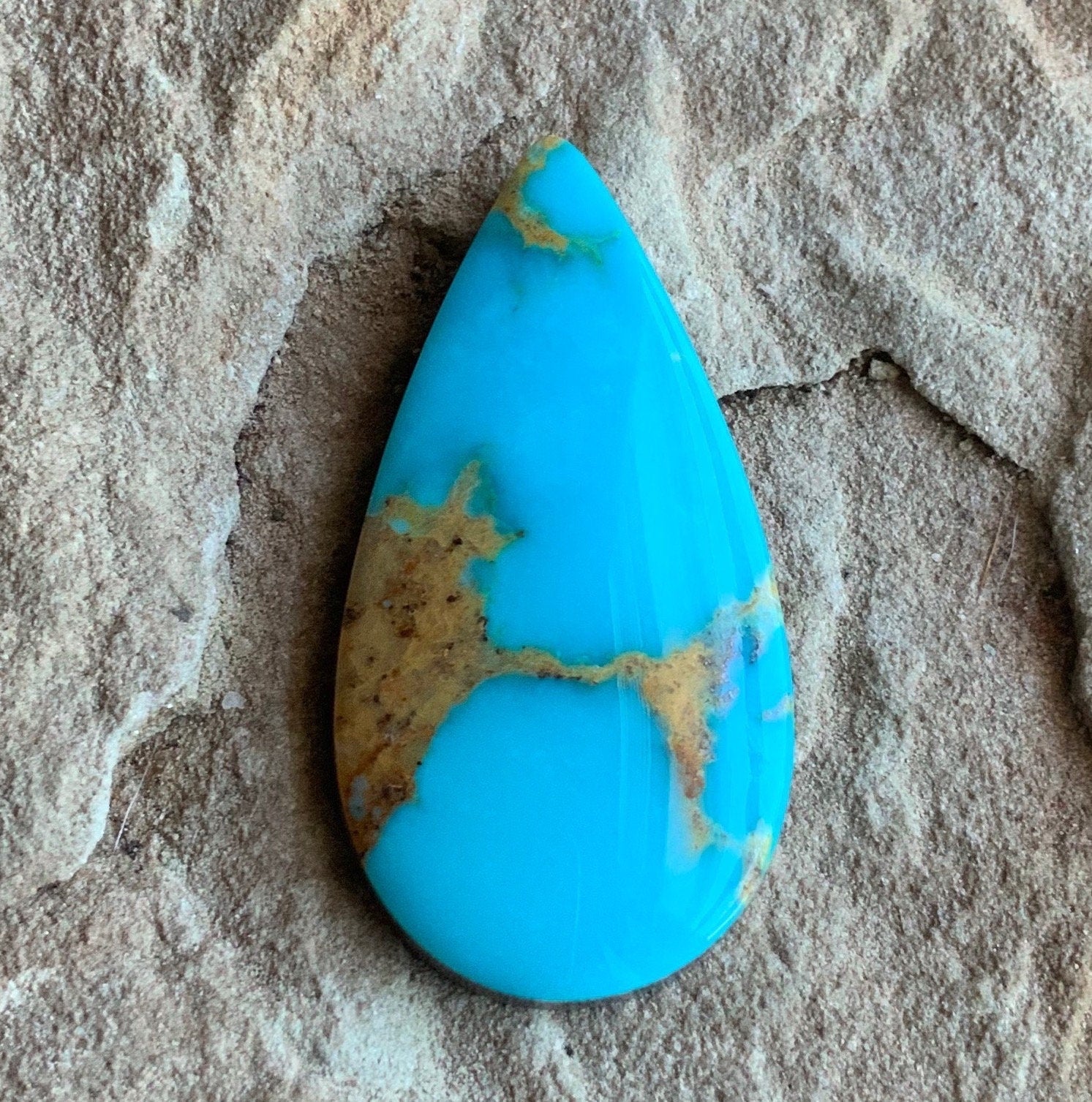 Natural Royston Turquoise Blue Teardrop Cabochon-Nevada Gemstone #R98