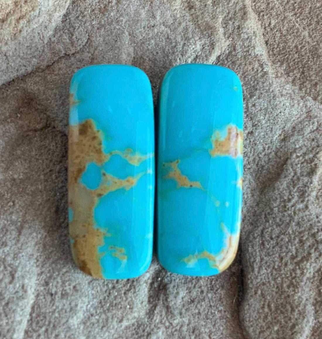 Beautiful Matching Kingman Turquoise Earring Pair or Set of Cabochons