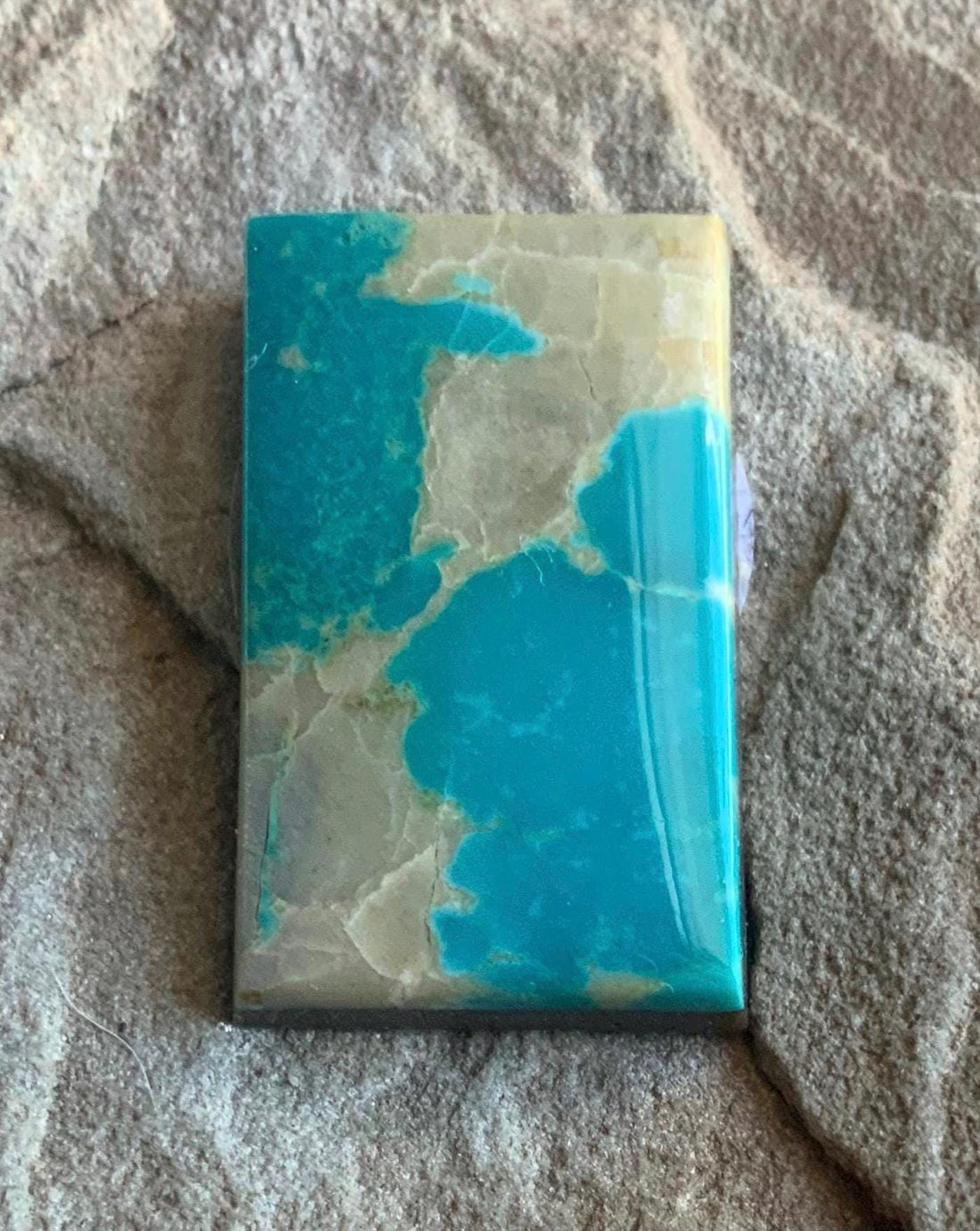 Beautiful Blue Royston Turquoise Rectangular Cabochon with Quartz Inclusions #R07