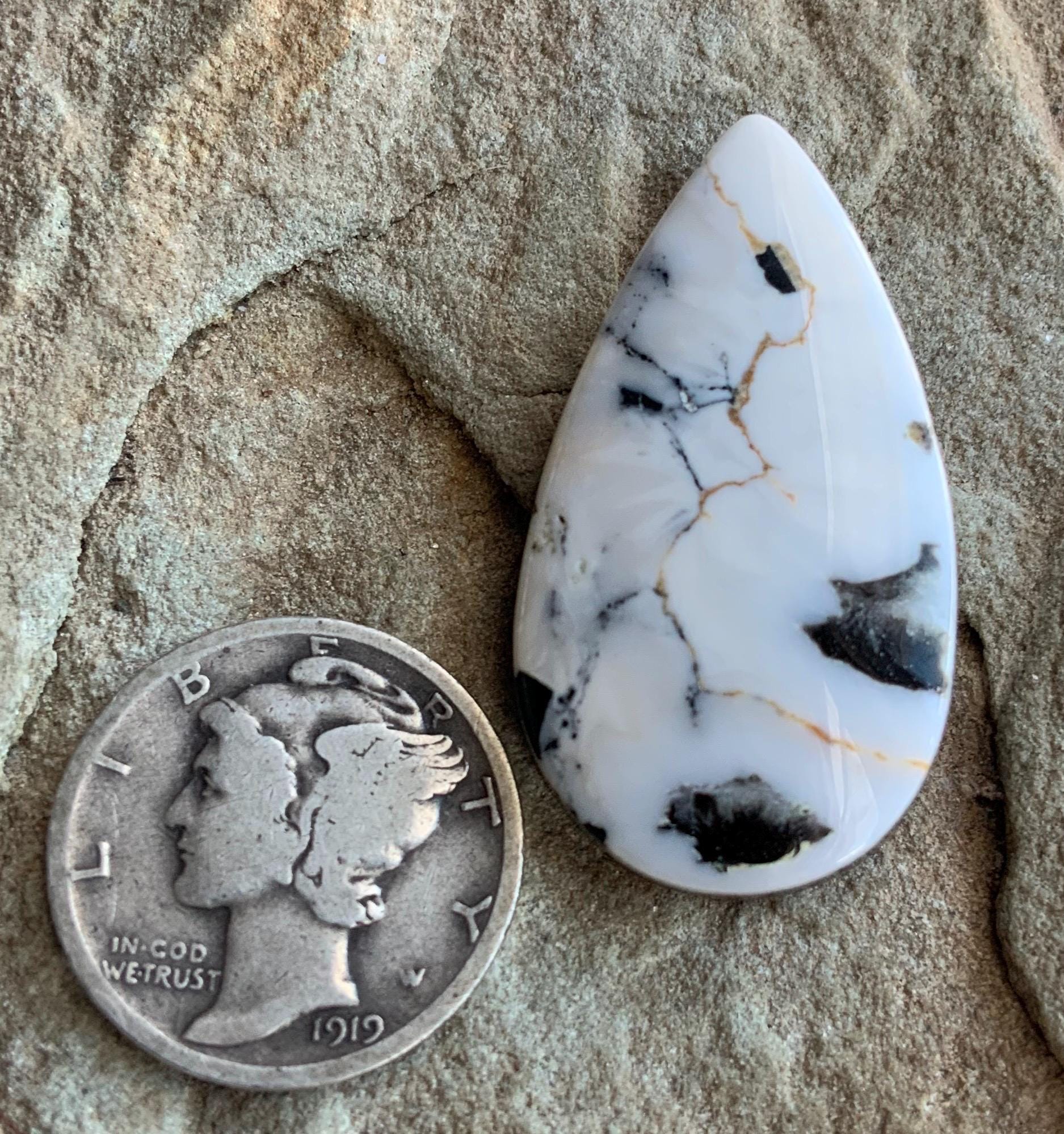 Beautiful Natural White Buffalo Large Teardrop Cabochon