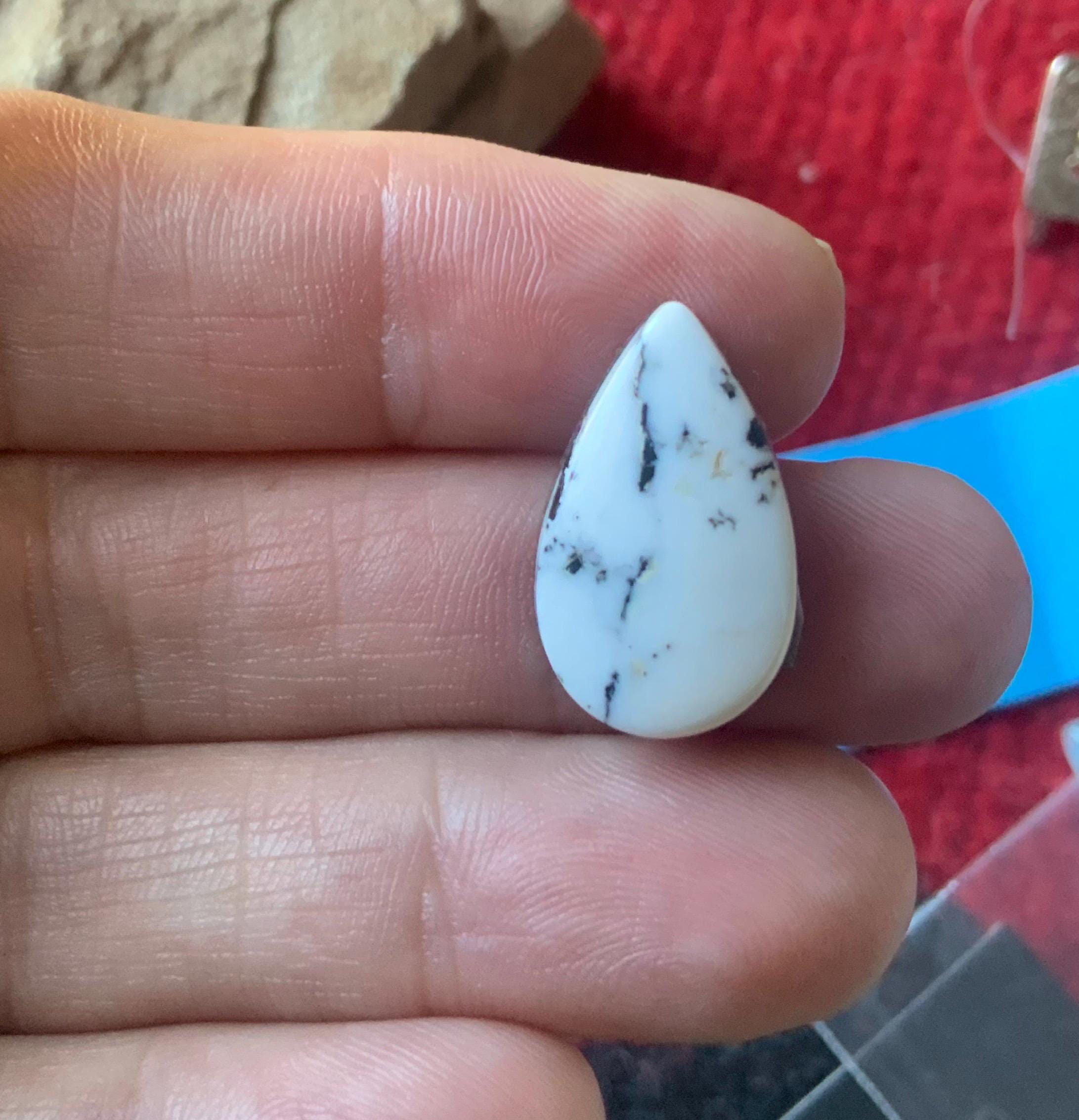 Beautiful Natural White Buffalo Teardrop Cabochon