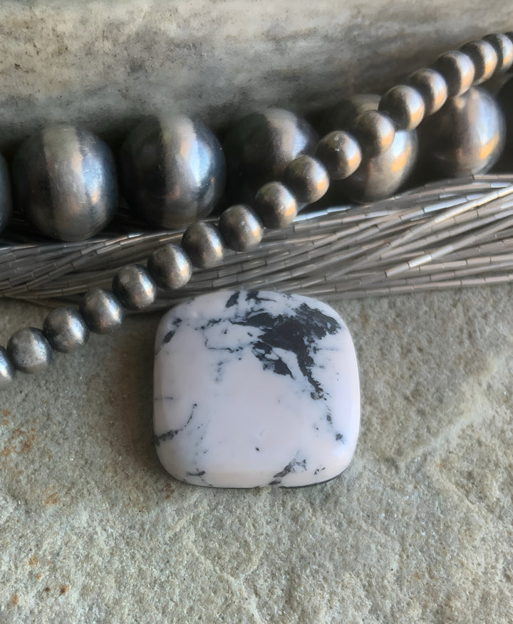 Natural White Buffalo Square Cabochon