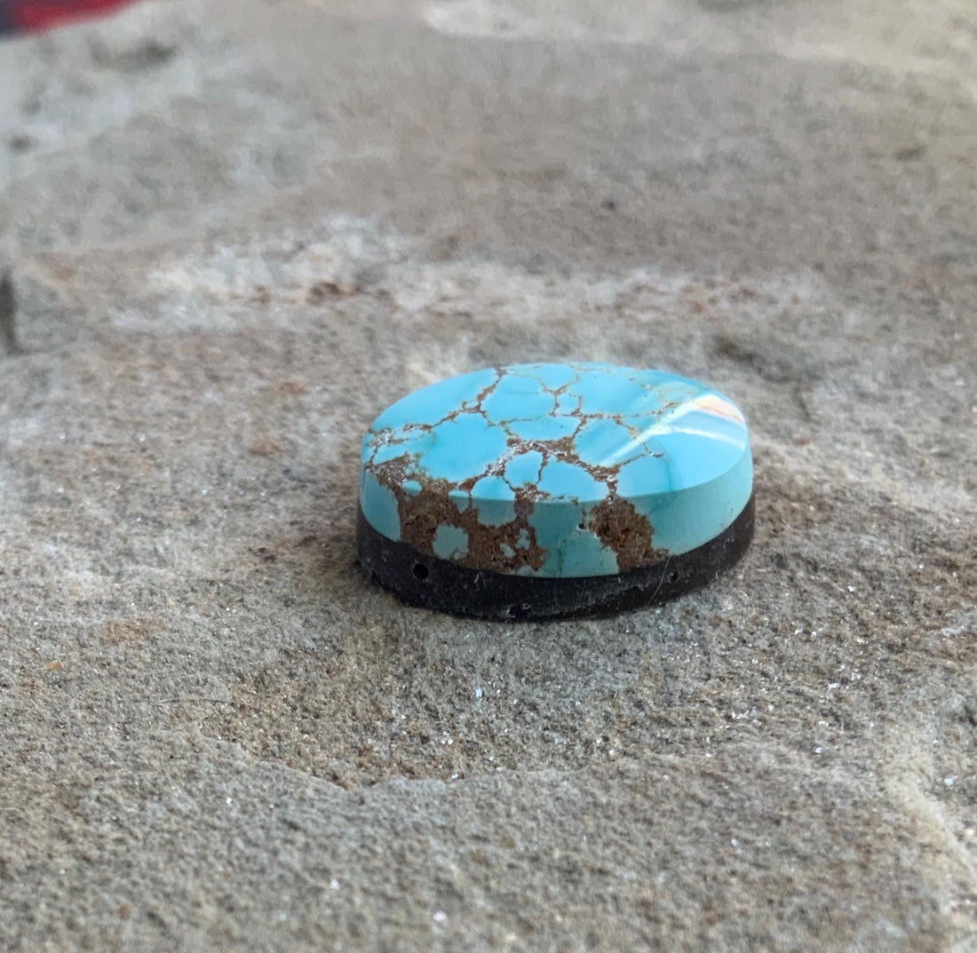Beautiful Blue Natural Number 8 Turquoise Small Oval Cabochon