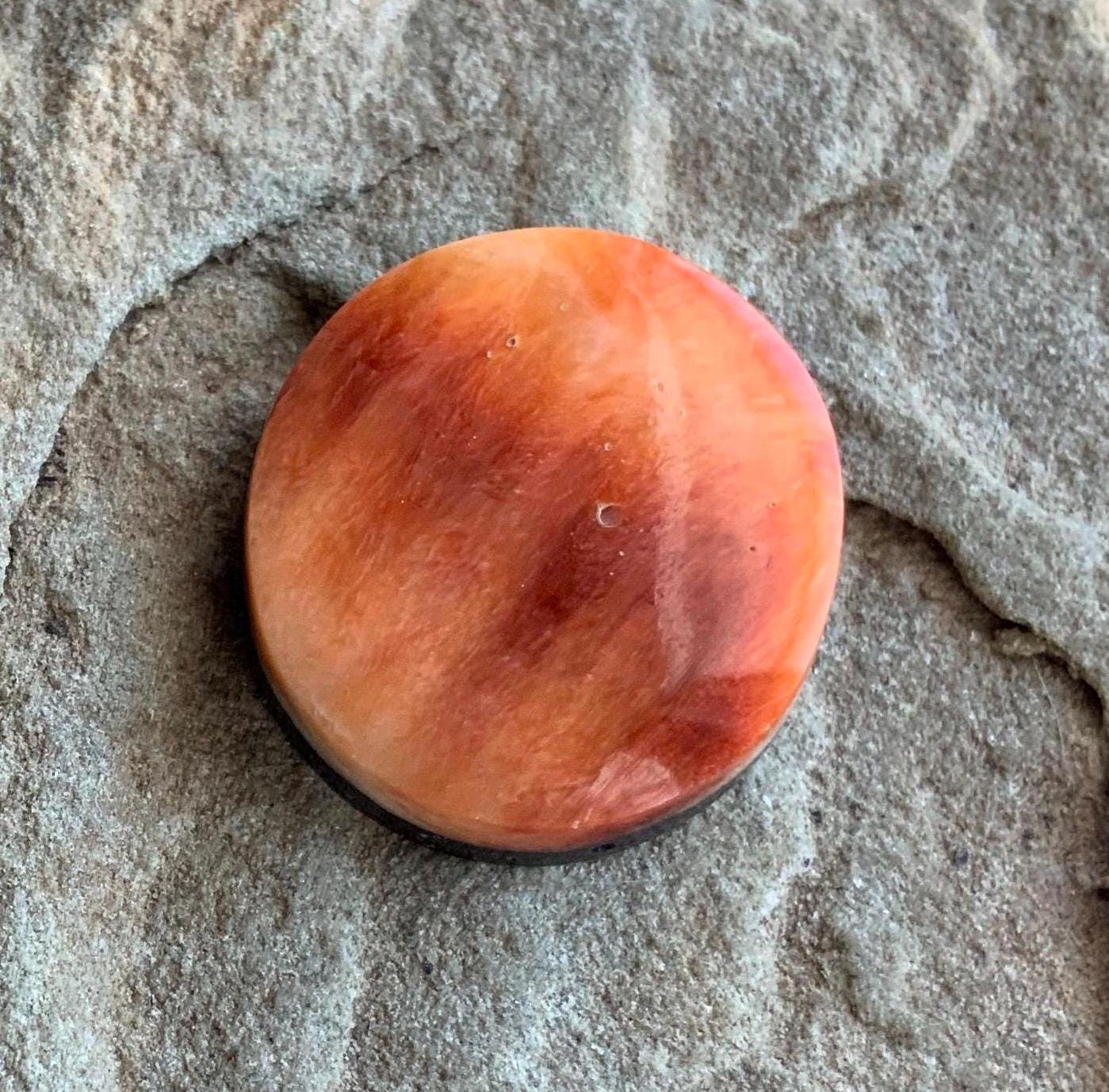 Orange Spiny Oyster Round Cabochon