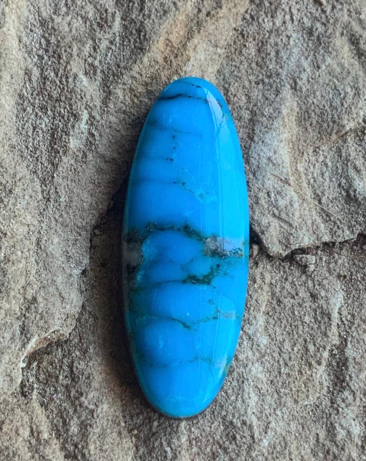 Beautiful Blue Ithaca Peak Turquoise Long Oval Cabochon #IP146