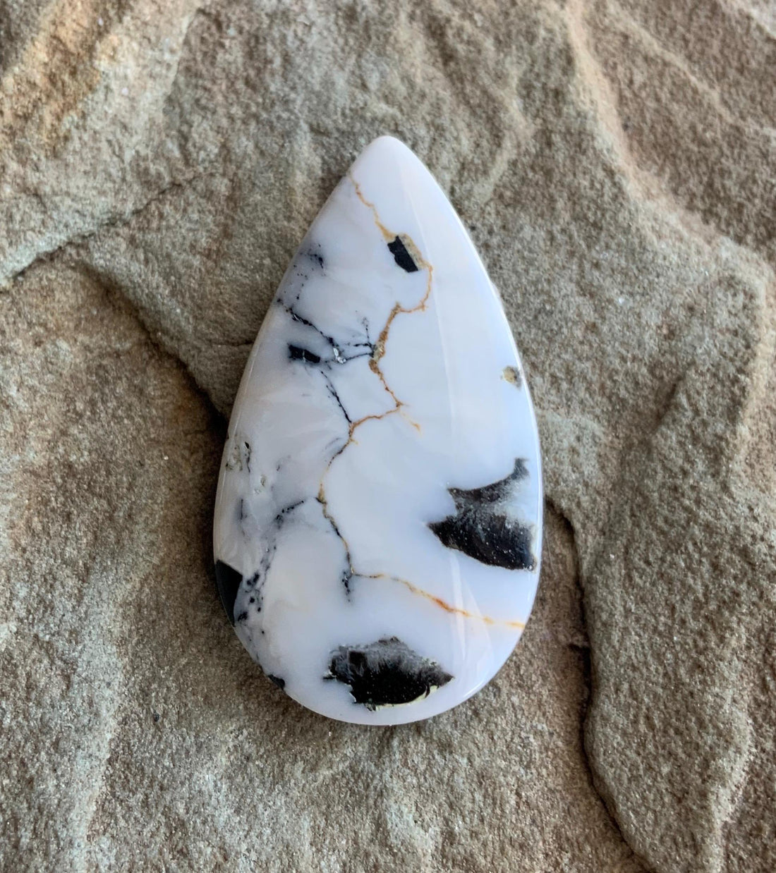 Beautiful Natural White Buffalo Large Teardrop Cabochon