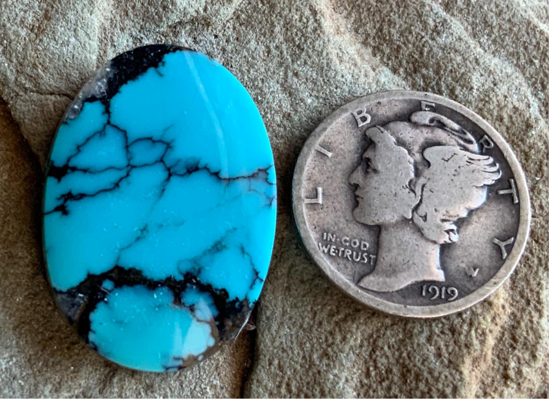 Beautiful High Grade Cloud Mountain Turquoise Oval Blue Cabochon