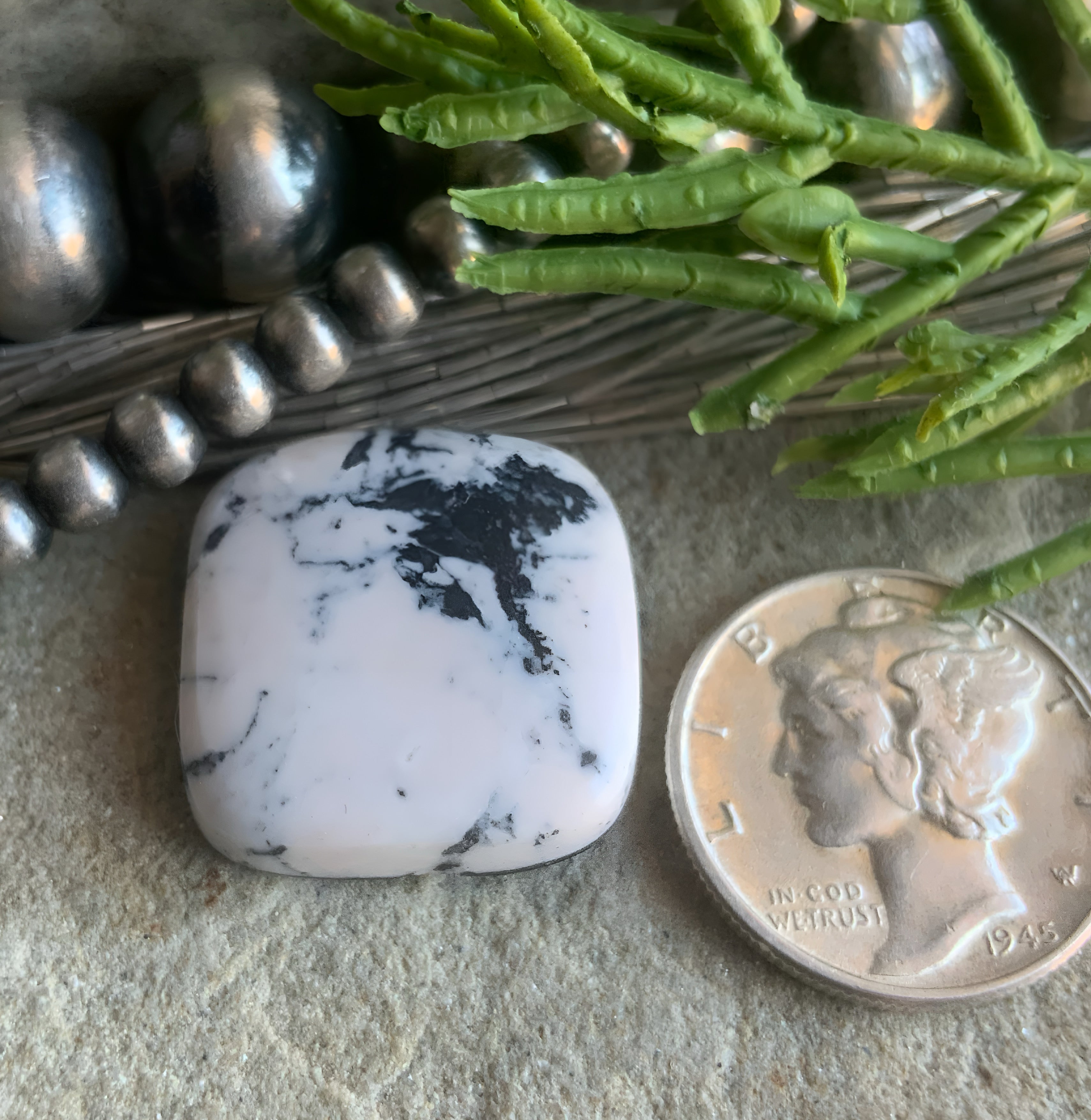 Natural White Buffalo Square Cabochon