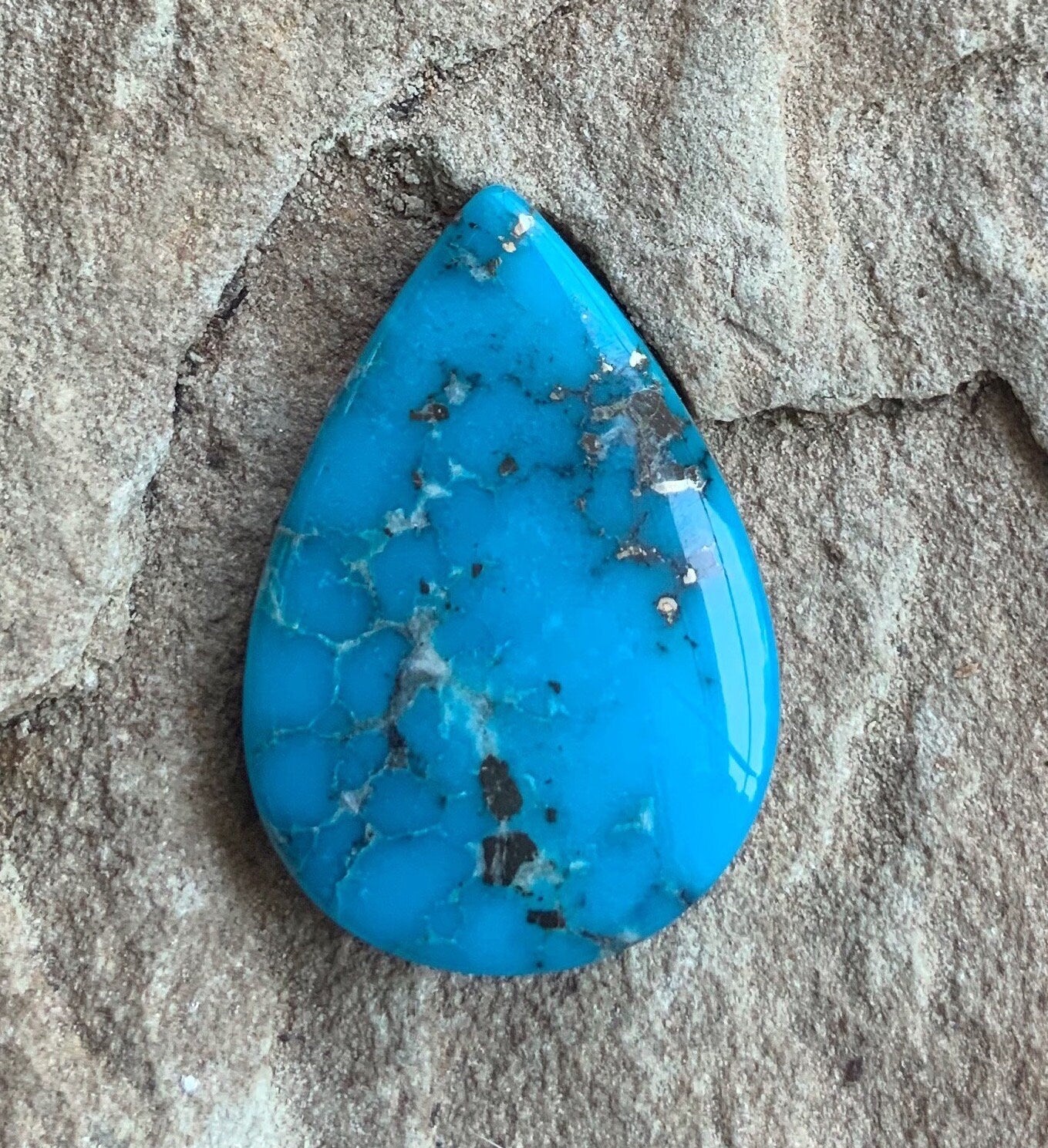 Ithaca Peak Turquoise High Grade Teardrop Cabochon #IP112