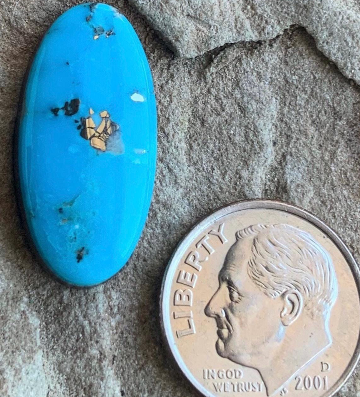 Ithaca Peak Turquoise Oval Cabochon With Silver Pyrite #IP135