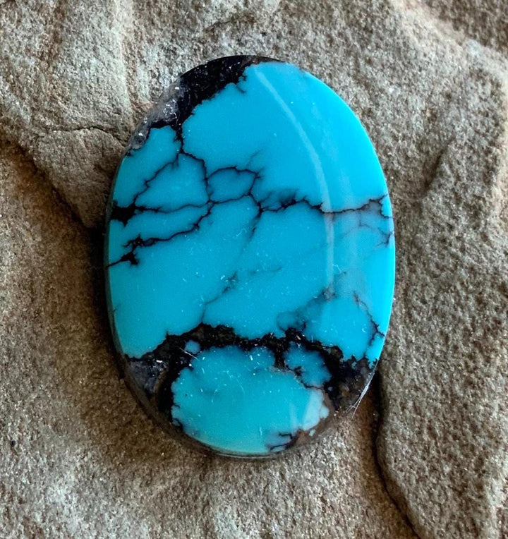 Beautiful High Grade Cloud Mountain Turquoise Oval Blue Cabochon
