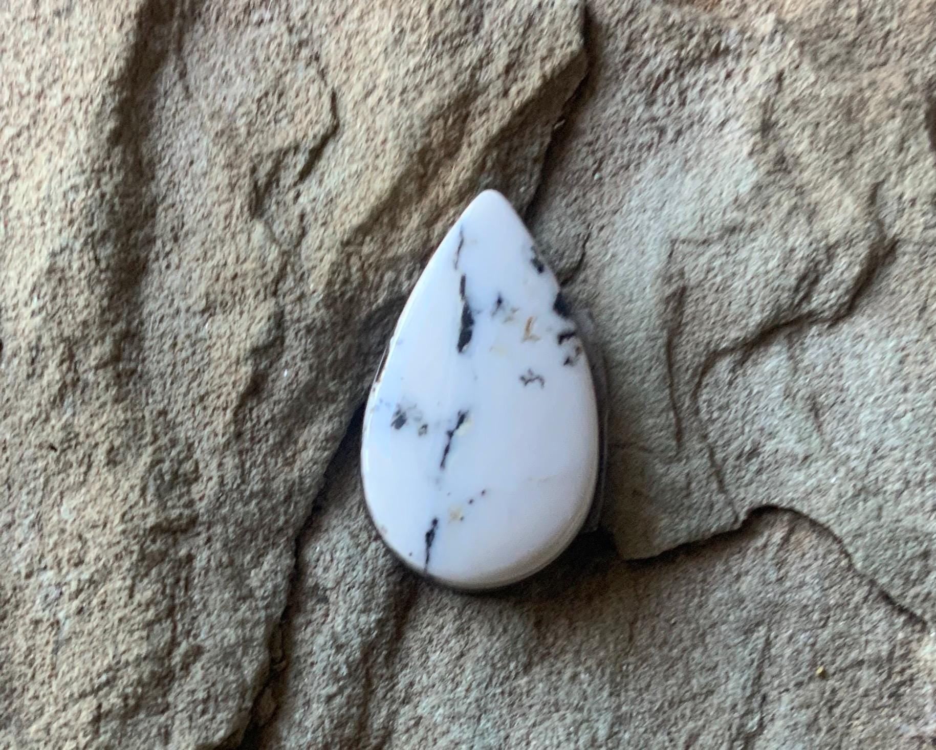 Beautiful Natural White Buffalo Teardrop Cabochon