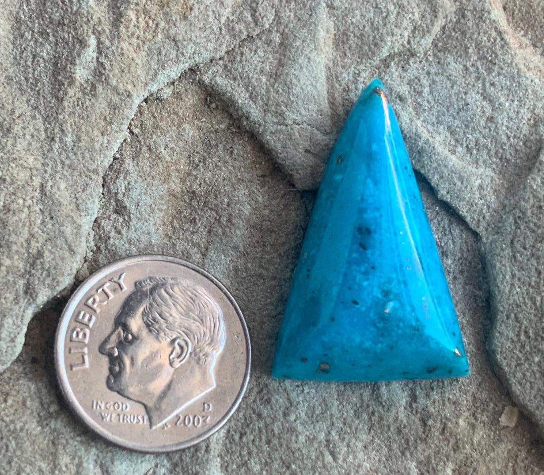 Gorgeous Blue Morenci Turquoise Triangular Cabochon with Pyrite