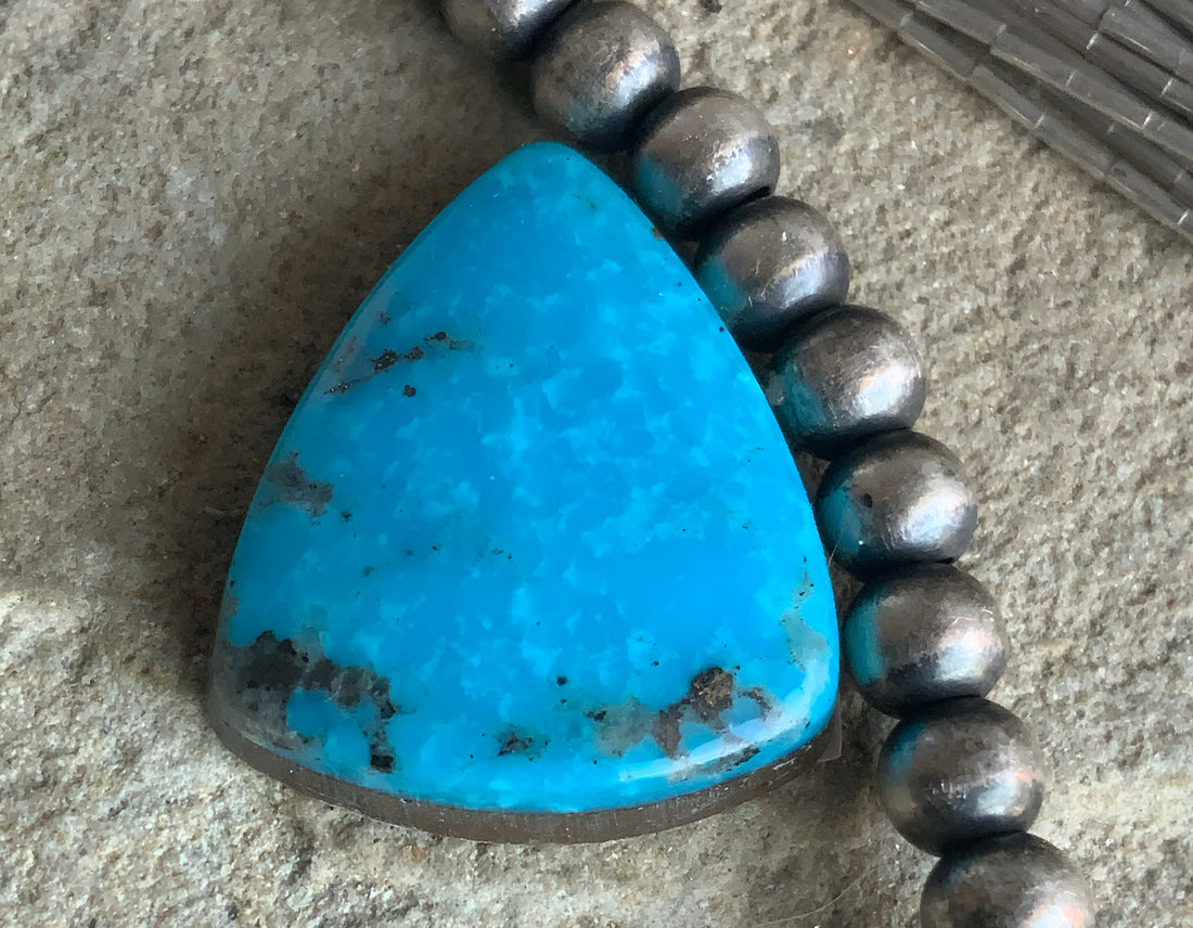 Ithaca Peak Turquoise Trillion Cabochon -Arizona Gemstone #IP144
