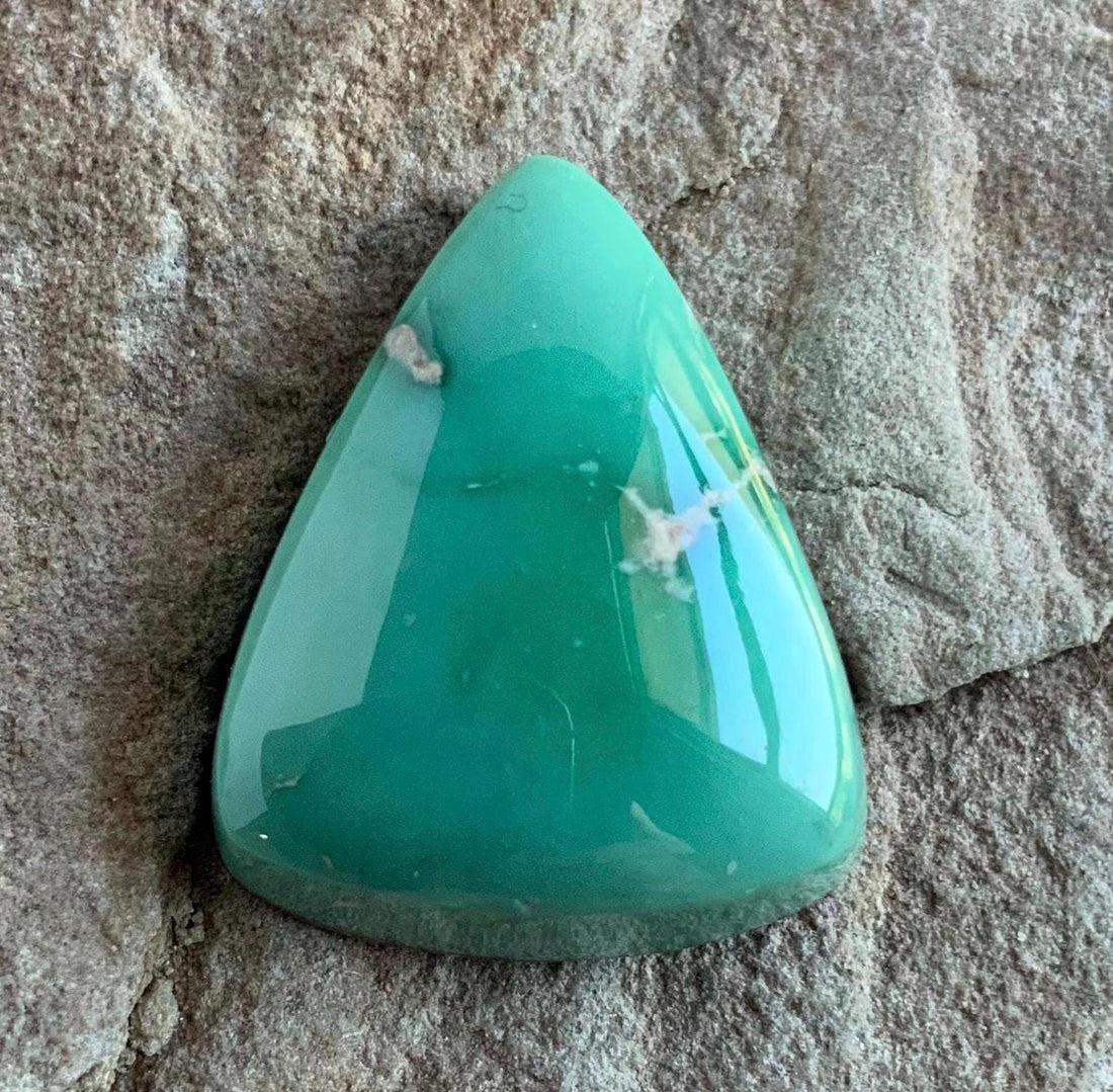 Gorgeous Natural Broken Arrow Variscite Thick Cut Triangle Cabochon