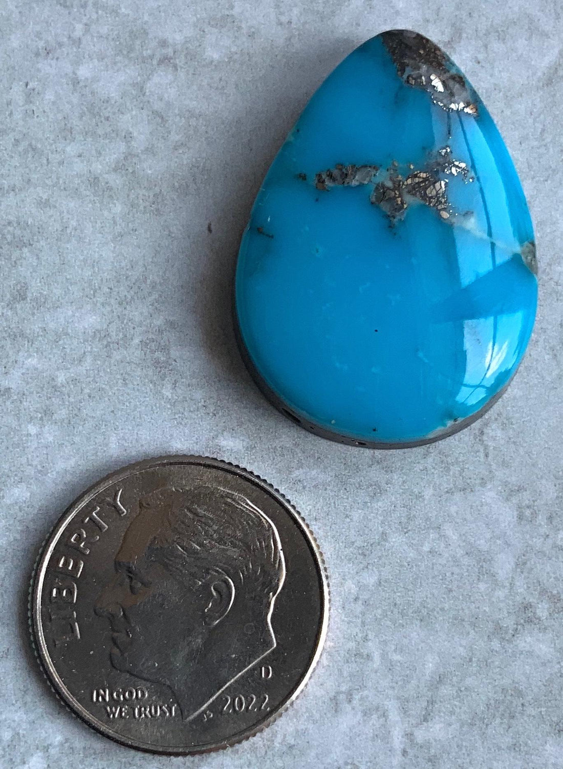 Ithaca Peak Turquoise High Grade Teardrop Cabochon With Pyrite #110