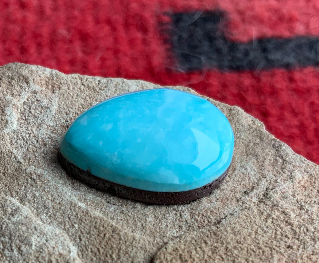 Natural Morenci Turquoise Teardrop Cabochon