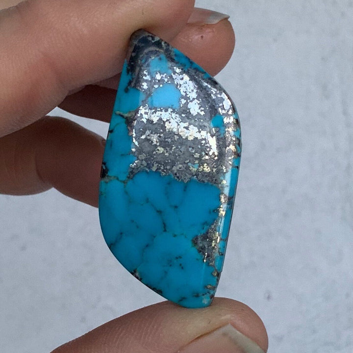 Large Ithaca Peak Turquoise Cabochon or Polished Stone Cab with Pyrite