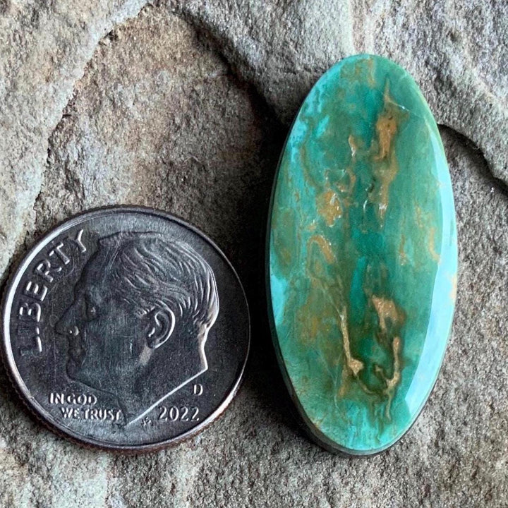 Beautiful Green Royston Turquoise Long Oval Cabochon #R73