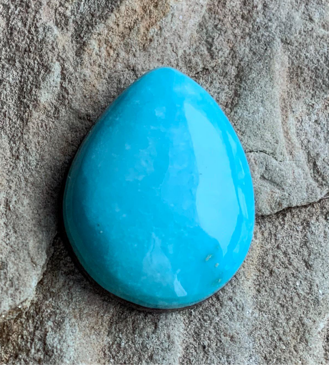 Natural Morenci Turquoise Teardrop Cabochon