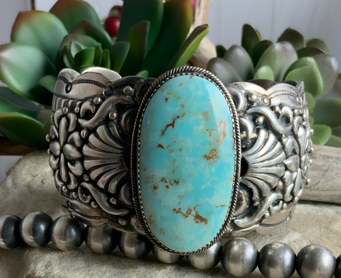 Sterling Silver and Natural Dry Creek Turquoise Cuff Bracelet by Marcella James