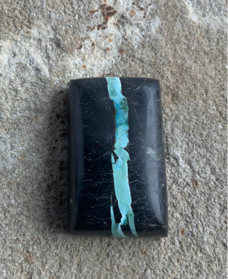 Natural Sierra Nevada Boulder Ribbon Turquoise Rectangular Cabochon