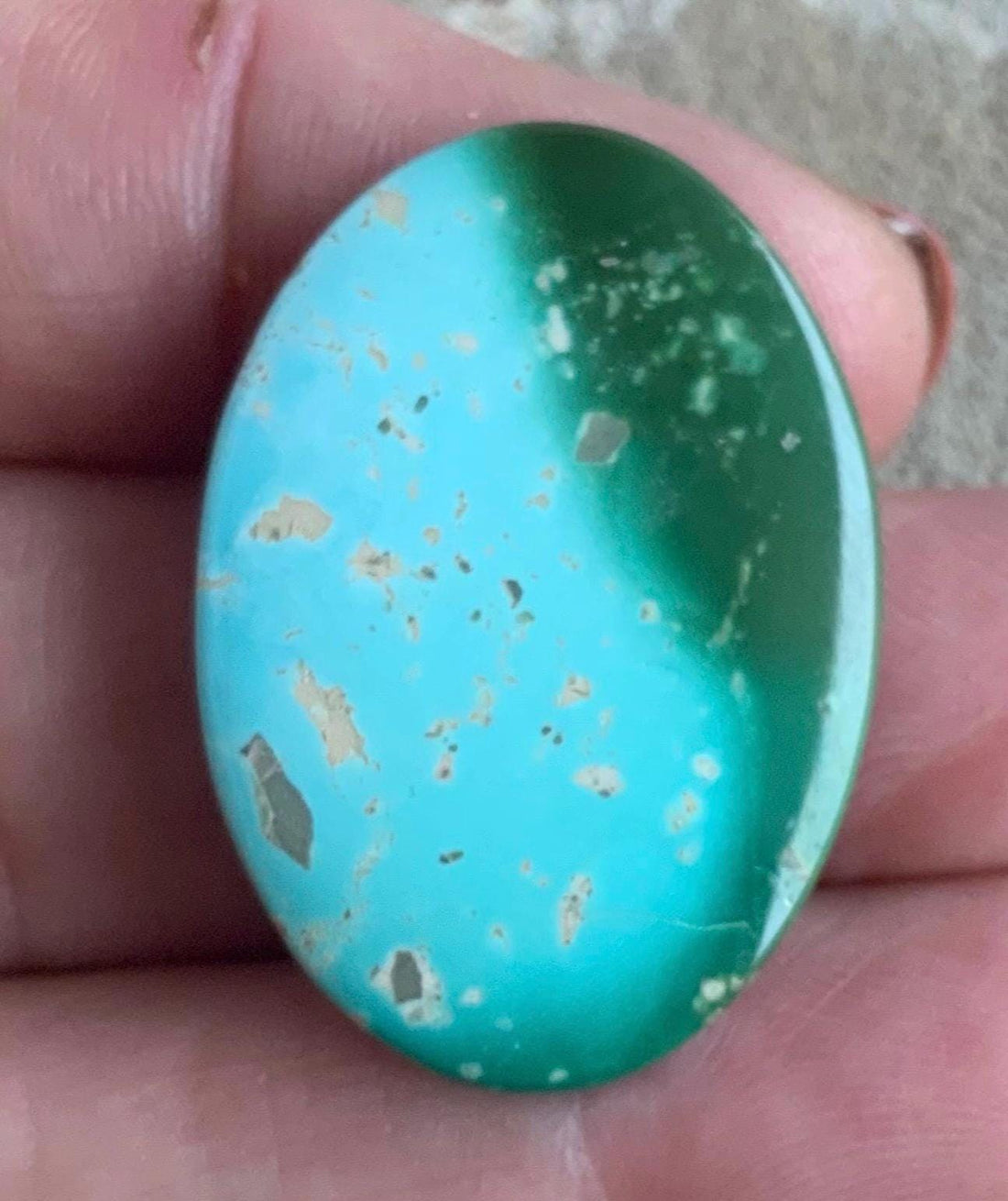 Beautiful Royston Turquoise Two Tone Green Large Oval Cabochon #R12