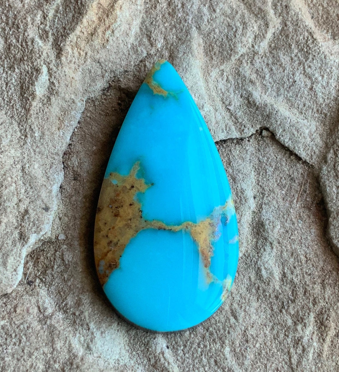 Natural Royston Turquoise Blue Teardrop Cabochon-Nevada Gemstone #R98