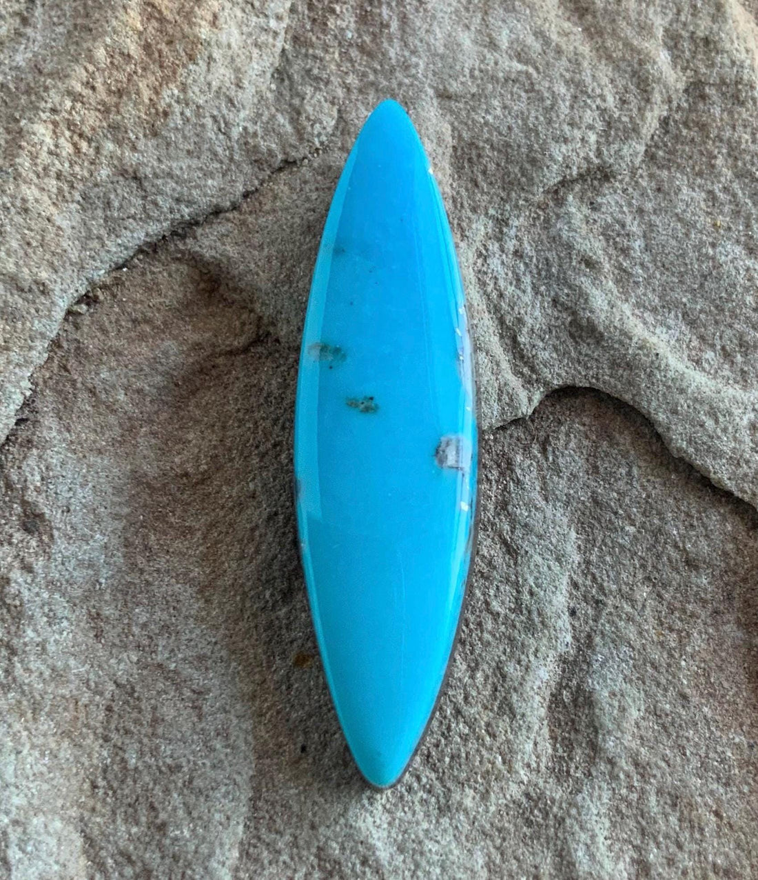 Gorgeous Blue Ithaca Peak Turquoise Marquis Cut Cabochon With Pyrite Flecks