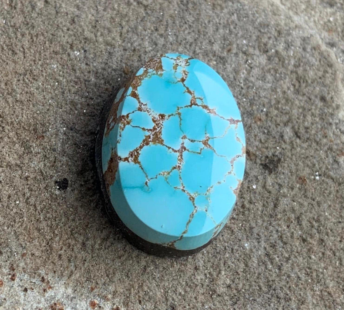 Beautiful Blue Natural Number 8 Turquoise Small Oval Cabochon