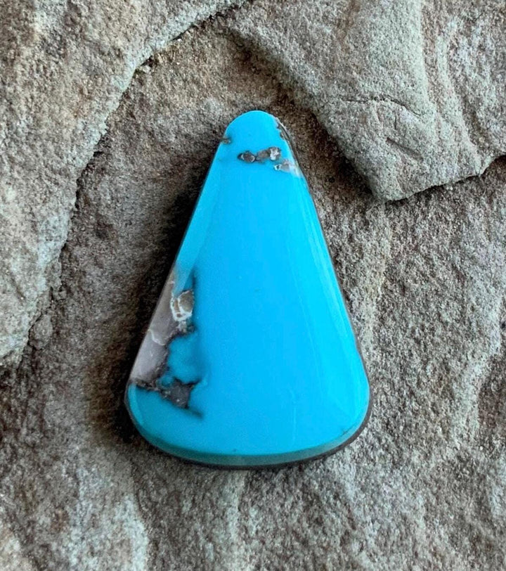 Ithaca Peak Turquoise Blue High Grade Triangle Cabochon With Pyrite and Quartz Inclusions