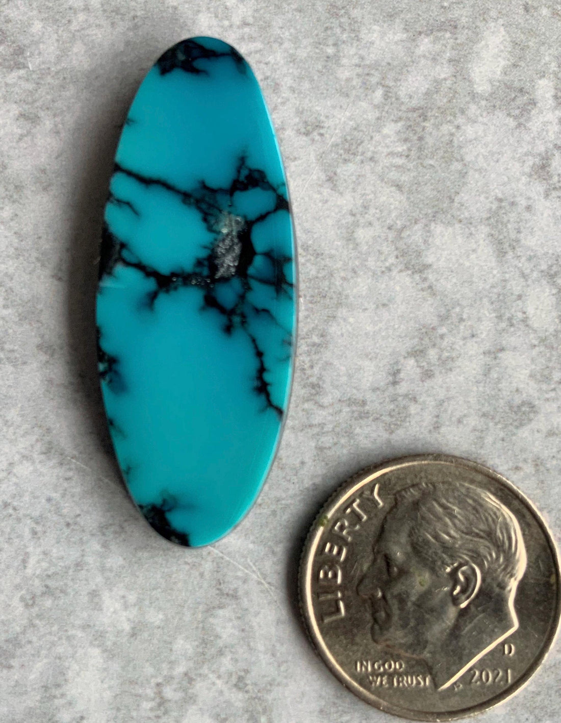 Gorgeous High Grade Cloud Mountain Turquoise Long Oval Blue Cabochon